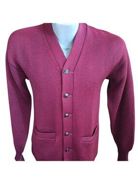 Small Vintage Letterman Sweater Burgundy Wool Cardigan Lawlor's Lincoln Nebraska